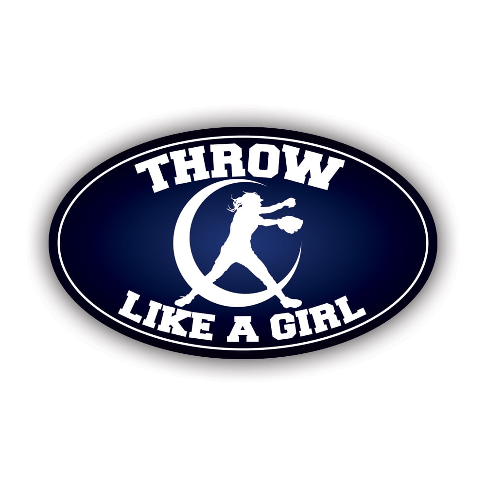 Oval Throw Like a Girl Sticker Decal Self Adhesive Vinyl