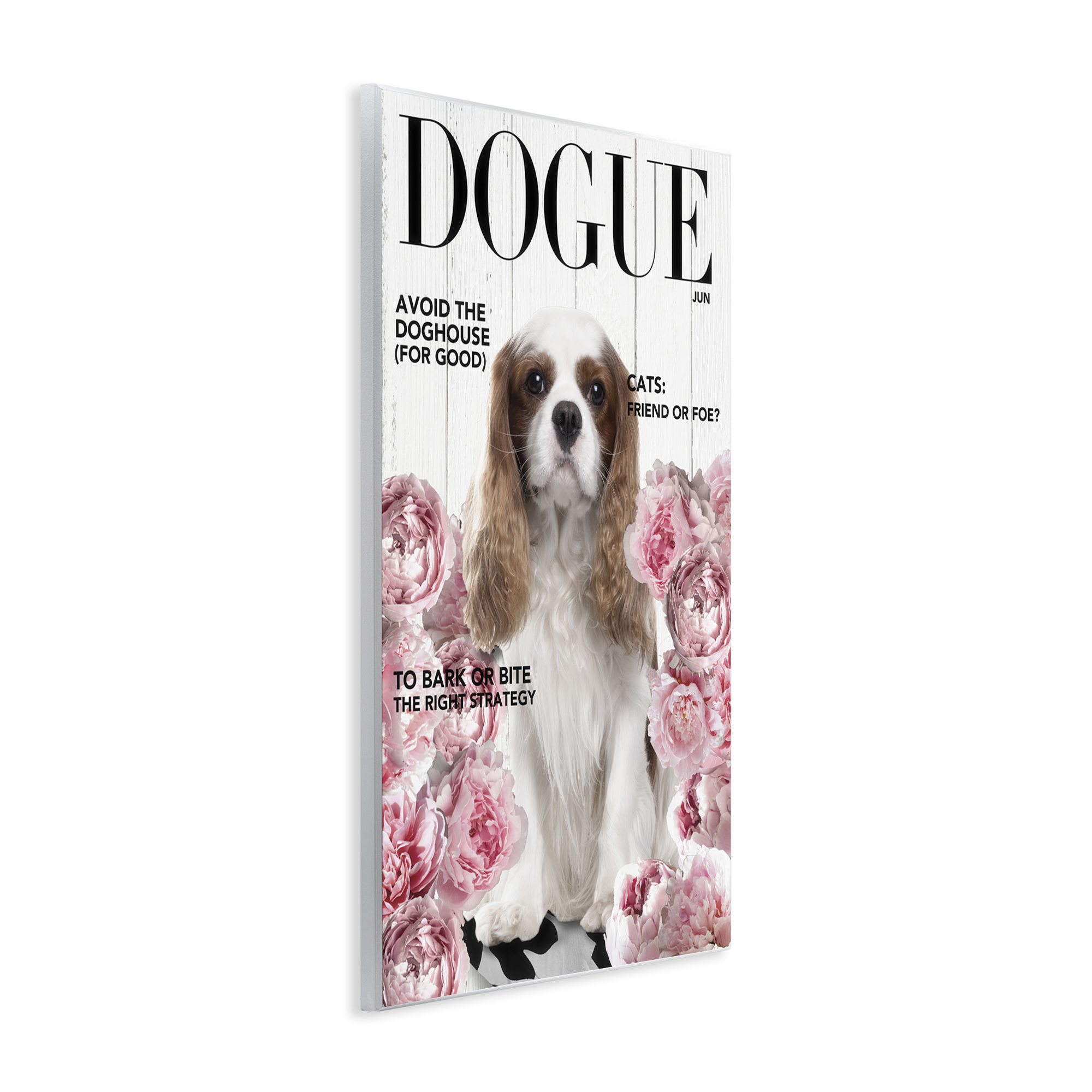 Funny Floral Dog Magazine Wall Plaque Art, design by Sasha
