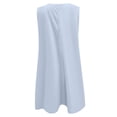 thumbnail image 3 of Women U Neck Ruched Mini Dress Sleeveless Short Summer Party Dress with Side Pockets,Blue,XL, 3 of 4