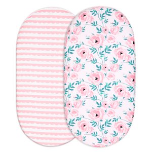 Gllquen Baby Fitted Bassinet Sheets, 2 Pack Rose Garden