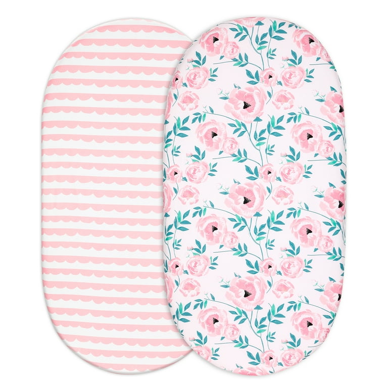 Gllquen Baby Fitted Bassinet Sheets, 2 Pack Rose Garden photo 1