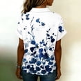 thumbnail image 5 of Bbyeadc Short Sleeve Button Up Shirts for Women Round Neck Top Floral Print Curved Hem Top Casual Loose Spring Shirts with Pocket,Dark Blue(S), 5 of 6