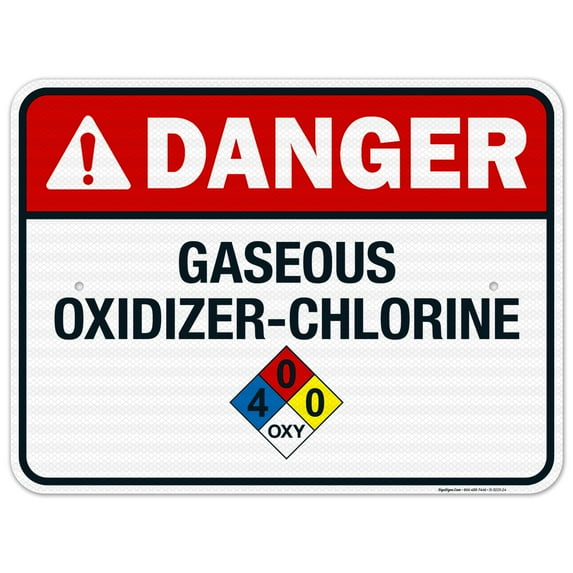 Danger Gaseous Oxidizer Chlorine Sign, Pool Sign,