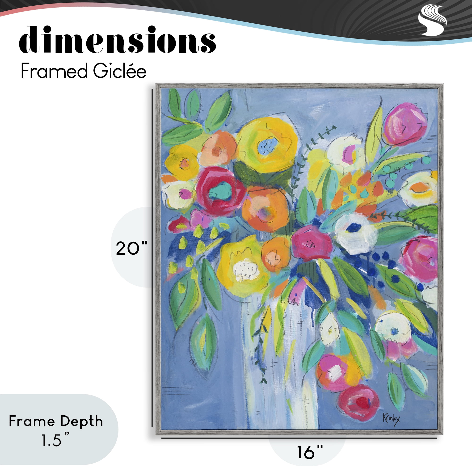 Stupell Industries Cheerful Blossom Energy Gray Framed Giclee Art, design by Krinlox