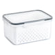 thumbnail image 1 of Cateissary Contenedores de almacenamiento de fruta fresca y organizada para refrigerador con cesta filtrable y aislamiento de aire Organizadores de utensilios de cocina Gris claro 850ML, 1 of 6