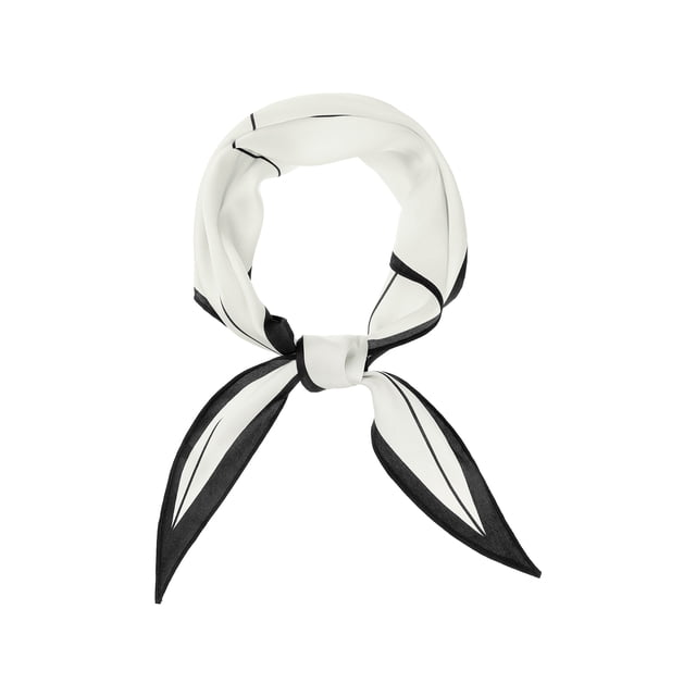 INSPIRE CHIC Mujeres Bufanda de Seda Rayada Simple con Color Contrastante, Pa?uelo para la Cabeza, Bufandas para el Cuello, Blanco 115x35cm/45.3x13.8 pulgadas (LxW)