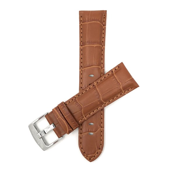 18mm Mens' Alligator Style Leather Watch Strap Band, Stainless Steel Buckle