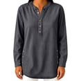 thumbnail image 6 of Womens Denim Shirt Long Sleeve Button Down Shirt Casual Jean Shirt Jacket Vintage Denim Blouses Tops with Pockets Gray XL, 6 of 6