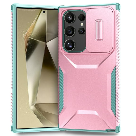 for Samsung Galaxy S25 Ultra Case with Sliding Camera Lens Protective Cover, Heavy Duty Shockproof Rugged Military Grade Drop Protection Phone Case for Samsung Galaxy S25 Ultra, Rosegold