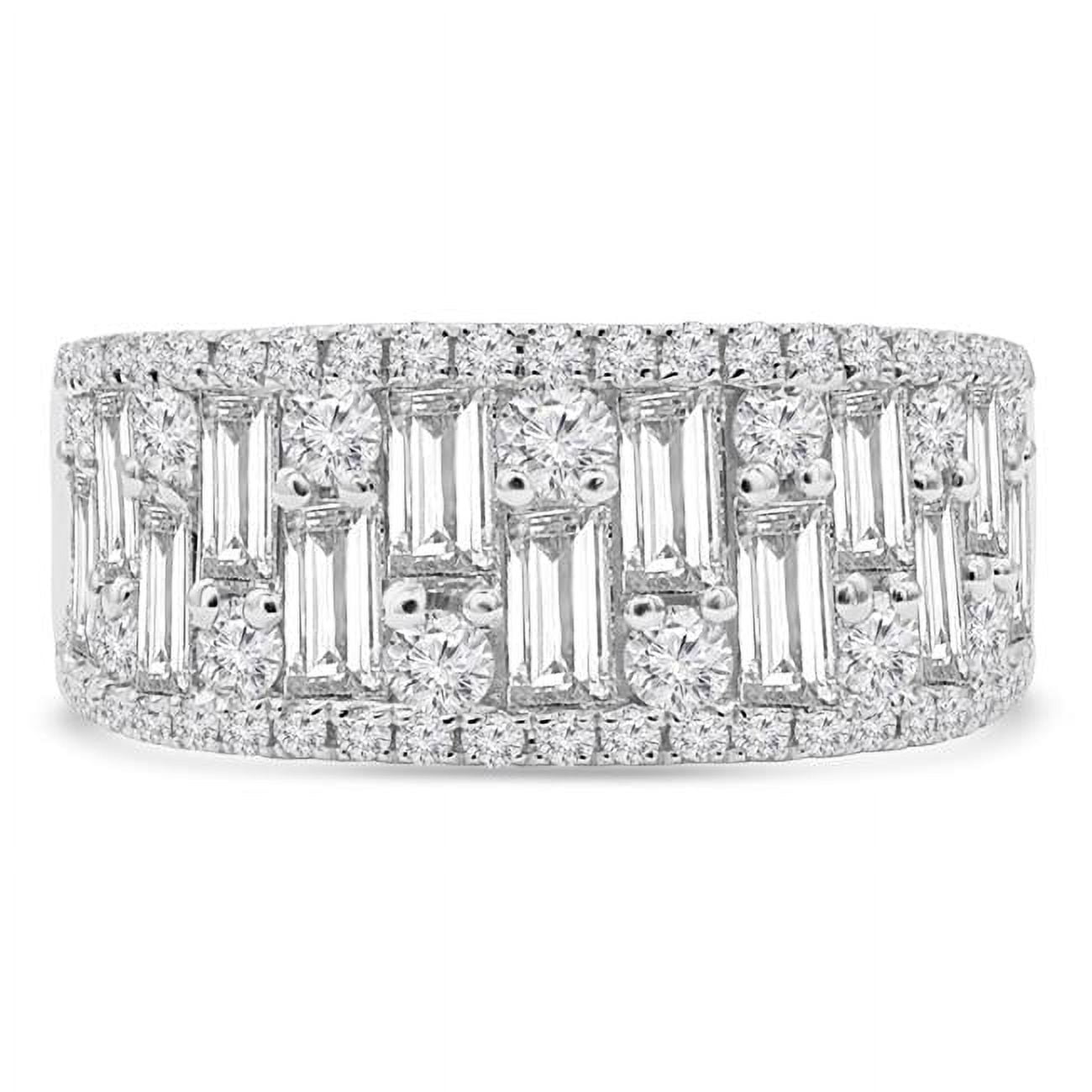 Majesty Diamonds MDR220010-3 2.13 CTW Baguette Diamond Alternating Baguette & Round Cocktail Ring in 18K White Gold - Size 3