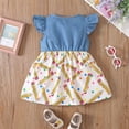 thumbnail image 4 of Girls Dresses Summer Back to School Flutter Sleeve Lace Bowknot Allover Print Casual Dress Size 1-2Y, 4 of 8
