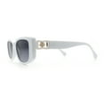 thumbnail image 6 of Womens Narrow Rectangle Mod Luxury Fashion Plastic Sunglasses White - Smoke, 6 of 8