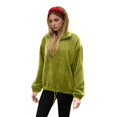 thumbnail image 2 of FAIWAD Women's Flannel Sweatshirt Quarter Zip Fleece Pullover with Drawstring Fuzzy Winter Warm Tops, 2 of 9