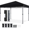 thumbnail image 1 of Songqin 10x10 1-Person Setup Pop Up Canopy Tent, Instant Portable Commercial Canopy Tent, Outdoor Gazebo with 1-Button Push, Wheeled Bag & 4 Sandbags for Home, Party & Outdoor Activities, Black, 1 of 18