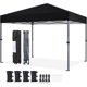 thumbnail image 1 of Songqin 10x10 1-Person Setup Pop Up Canopy Tent, Instant Portable Commercial Canopy Tent, Outdoor Gazebo with 1-Button Push, Wheeled Bag & 4 Sandbags for Home, Party & Outdoor Activities, Black, 1 of 18
