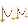 thumbnail image 1 of PreAsion 2Pcs Construction Velvet Rope 2 Round Top Gold Color Plated Stanchion Crowd Control Barrier, 1 of 6