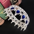 thumbnail image 3 of EeaseMX Elegante corona de novia, tocado de boda, tocado encantador, accesorio para vestido de novia, adorno para el cabello de fiesta para mujer (plata y azul), 3 of 7