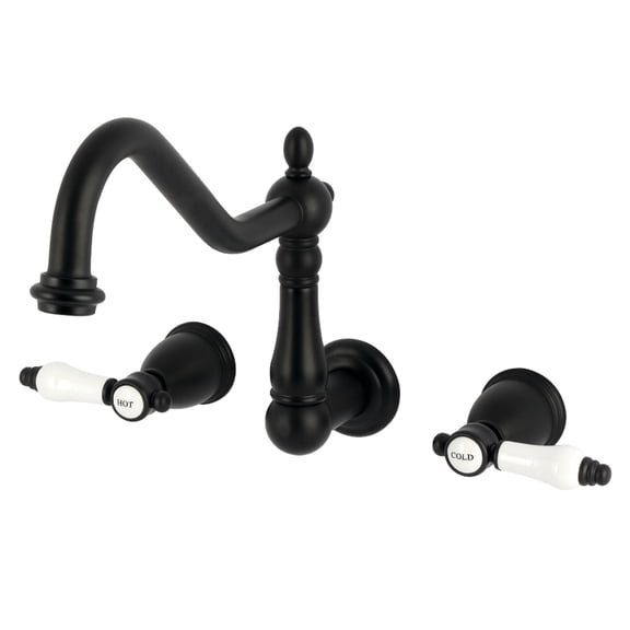 Kingston Brass KS1020BPL Bel-Air Two-Handle Wall Mount Roman Tub Faucet, Matte Black