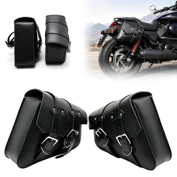 Motorcycle Saddlebag - Large Capacity Saddle Bags Motorcycles, Water-Resistant PU Leather Motorcycle Luggage Bag,Quick-Install Design with Reinforced Straps,Universal MotorcycleAccessories