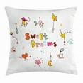 thumbnail image 1 of Sweet Dreams Throw Pillow Cushion Cover, Doodle Stars Box Crescent Moon Heart and Toys Colorful Sleep Themed Image, Decorative Square Accent Pillow Case, 20 X 20 Inches, Multicolor, by Ambesonne, 1 of 2