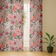 thumbnail image 5 of Vargottam Flowers Print Sheer Georgette Curtains for Windows & Small Doors Set of 2 Panels, 72" Long, Grommet Top, Printed Light Filtering Drapes for Living Room or Study, 5 of 9