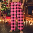 thumbnail image 2 of Men's Flannel Lounge Pants Checkered Drawstring Elastic Waist Casual Fashion Warm Homewear Pants with Pockets (S, Hot Pink), 2 of 4