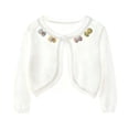 thumbnail image 6 of Afuyipoi Girls Lace Trim 100% Cotton Knit Bolero Cardigan Long Sleeve Top for Kids Size 1-8Y Summer Light Layering White Size 5T, 6 of 7