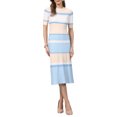 thumbnail image 2 of INSPIRE CHIC Women's Knit Striped Dresses Short Sleeve Midi Ribbed Sweater Dress S Light Blue, 2 of 5