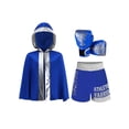 thumbnail image 1 of Moggemol Kids Boys Metallic Trim Boxer Robe with Gloves Set for Carnival Theme Party Boxing Practice Blue Silver 6, 1 of 6