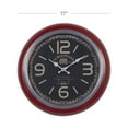 thumbnail image 3 of DecMode 17 x 17 In. Red Metal Vintage Wall Clock, 3 of 10