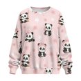 thumbnail image 4 of HELLHERO Panda Cherry Blossom Print Sweatshirt for Women Long Sleeve Crewneck Sweater with Pocket Oversized Pullover Tops Size M, 4 of 7