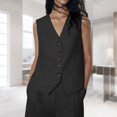 thumbnail image 3 of Gilet Boutonné pour Femmes Confortable Ajusté ChicJacket (Vert Armée TP), 3 of 9