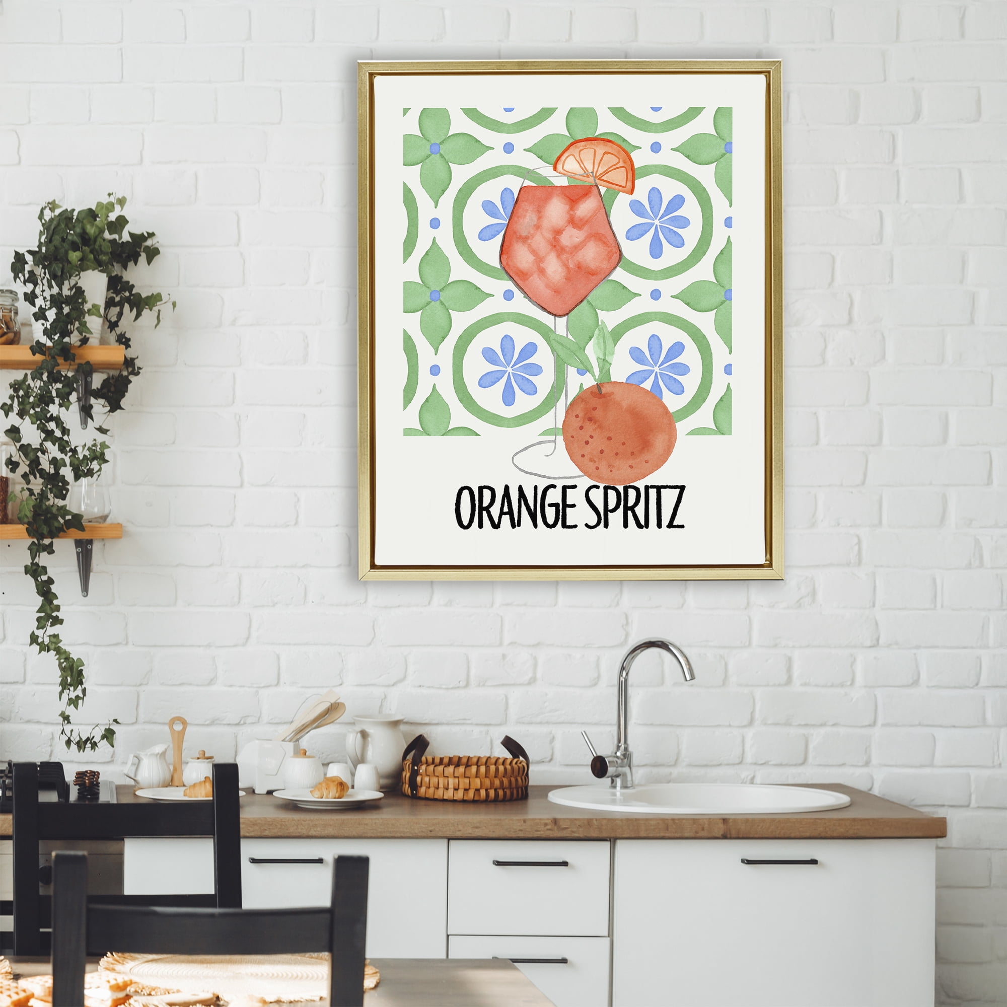 Stupell Industries Orange Spritz On My Mind Gold Framed Floater Canvas Wall Art, design by Nina Jacobs