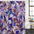 thumbnail image 2 of Purple Blue Leaves Bathroom Shower Curtains with 12 Hooks Polyester Waterproof Shower Curtain for Stalls and Bathtubs Stained Glass Botanical Leaf Branches Decorative Bathroom Curtain 36x78 Inches, 2 of 9