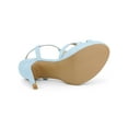 thumbnail image 5 of BLISSFUL STEP Women T Strap Slingback Platform Stiletto Heel Sandals Sky Blue 9, 5 of 7