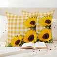 thumbnail image 3 of Outdoor Pillow Covers Watercolor Sunflowers Leaves on Retro Waterproof Pillow Cases 18x18 Set of 2, Yellow White Plaid Throw Pillow Cover Pillowcase for Patio Balcony Couch Garden, 3 of 9