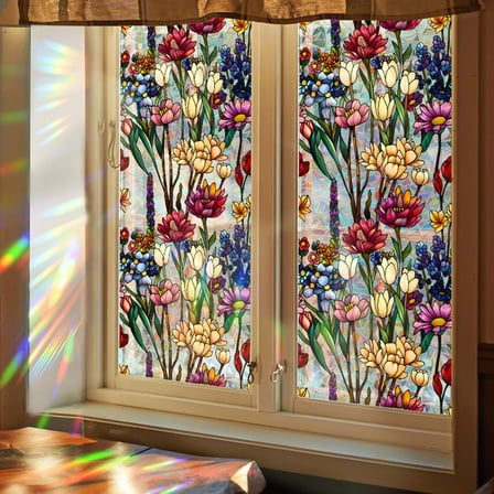 39.4x17 Inch Wildflower Rainbow Window Privacy Film