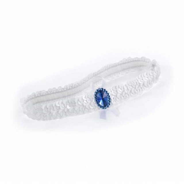 Hortense b Hewitt 31095 White With Blue Sequin Garter