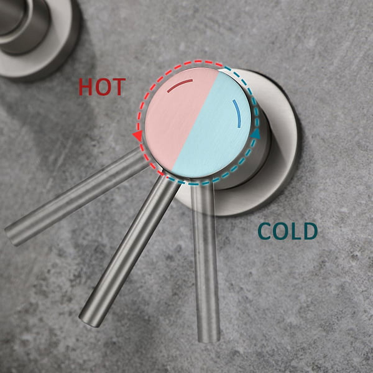Kichae Wall Mount Faucet for Bathroom Sink or Bathtub, Single Handle 2 Holes Brass Rough-in Valve Included, Brushed Nickel