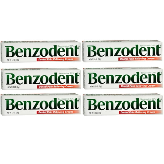 Benzodent Dental Pain Relieving Cream 1 oz - 6 Pack