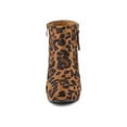 thumbnail image 6 of BLISSFUL STEP Women's Side Zip Low Platform Block Heel Ankle Booties Leopard 7.5, 6 of 8
