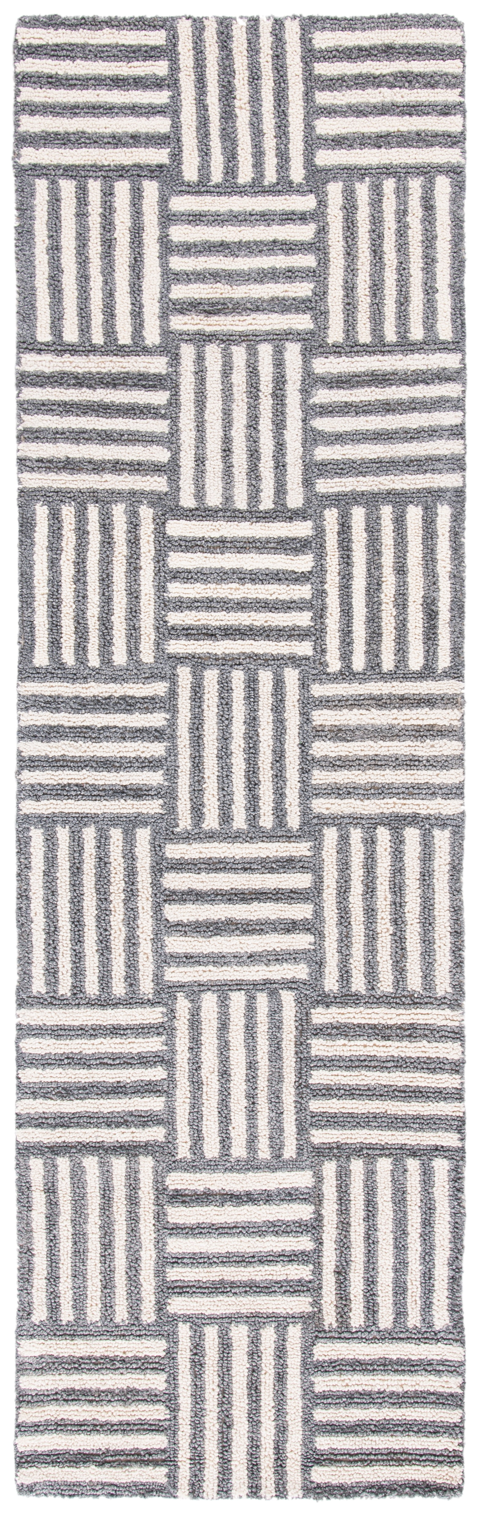 SAFAVIEH Abstract Benedict Geometric Runner Rug, Ivory/Dark Gray, 2'3" x 8'