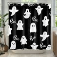 thumbnail image 4 of NEONWE Black and White Ghost Shower Curtain Cute Waterproof Fabric Bathroom Curtain 72x72 with Hooks, 4 of 8