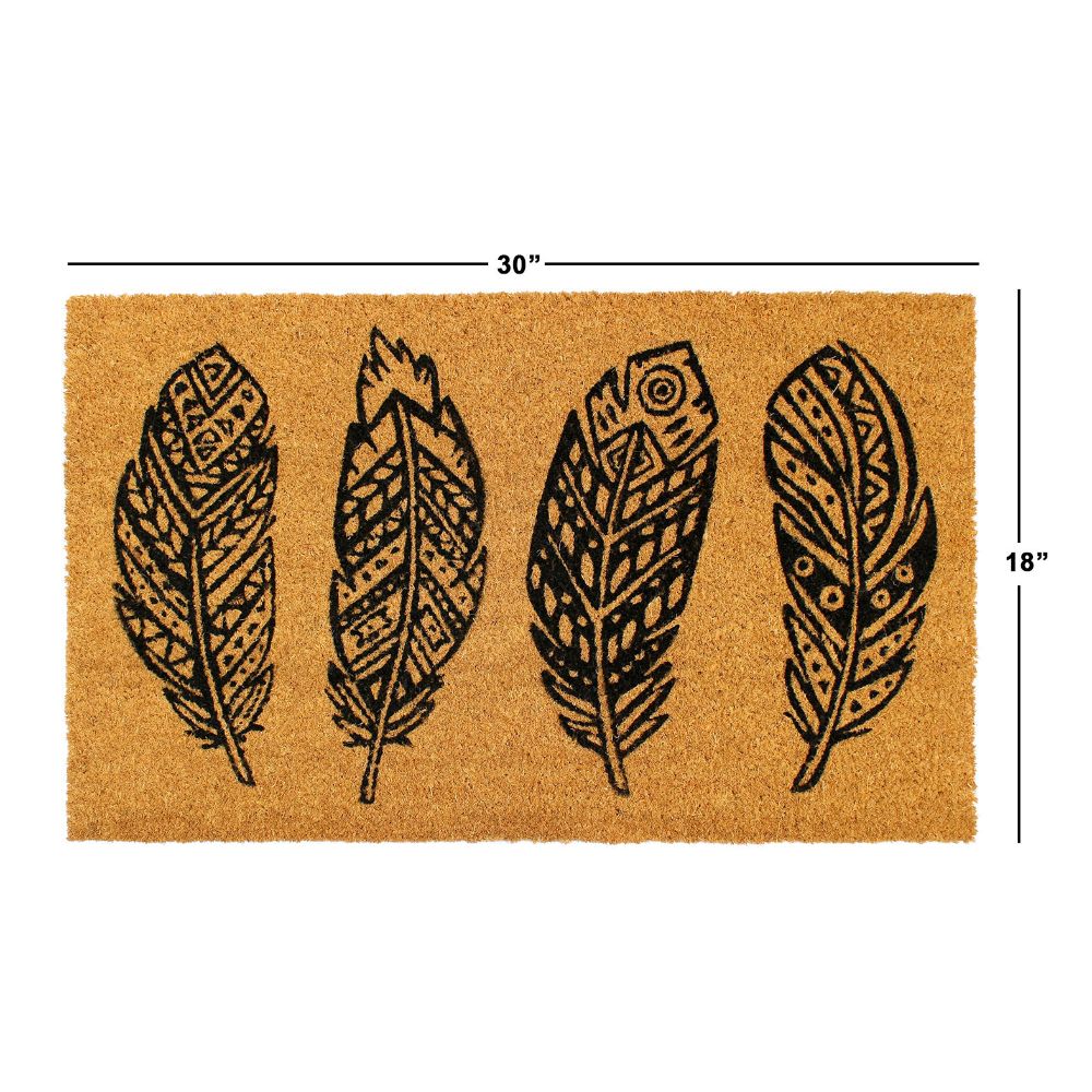 Rugsmith Machine Tufted Four Feathers Indoor And Outdoor Coir Doormat, 18" X 30"