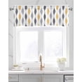 thumbnail image 2 of Yellow Grey Stripe Linen Curtain Valance for Bedroom/Bathroom/Kitchen/Living/Dining Room Window,Contemporary White Geometric Boho Bohemia Pocket Topper Drapes Decorative Cafe Drapery Panel 60"x18", 2 of 6