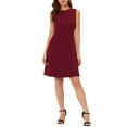thumbnail image 2 of INSPIRE CHIC Robe Midi Évasée Sans Manches à Ligne A Unie pour Femme pour le Travail TG Bourgogne, 2 of 6