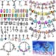 thumbnail image 1 of Juego de 112 pulseras de cuentas de cristal de colores para niños con agujeros grandes, hechas a mano, 1 of 4