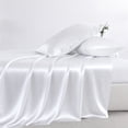 thumbnail image 2 of Yalamila Satin Sheet Set Queen Size, White 4 Pcs, Luxury Cooling Silky Soft 4 Pieces Bed Sheet Set with Deep Pocket Fitted Sheet, Flat Sheet and 2 Pillowcase for Hair and Skin, 2 of 10