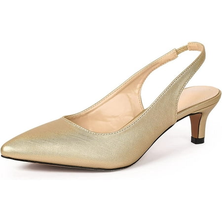 

Women s Pointed Toe Slingback Kitten Heel Wedding Party Dress Pump Shoes