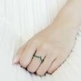 thumbnail image 5 of Chevron Diamond Band, Half Eternity Diamond Wedding Band, Double Row Band Ring, Pear Cut Green Emerald Band, Wishbone Diamond Ring, 14K White Gold Plated, 2.3 Ct Simulated Diamond, 5 of 5